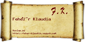 Fehér Klaudia névjegykártya